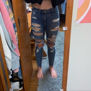 American Eagle High Rise Ripped Skinny Jeans